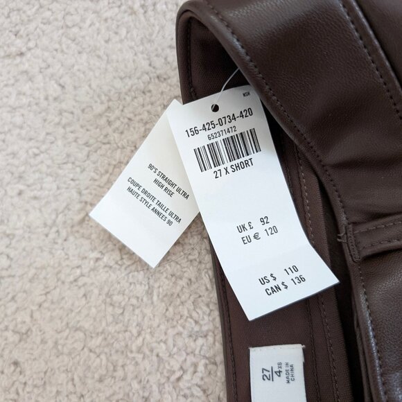 NWT Abercrombie Curve Love 90's Straight Ultra High Rise Vegan Leather Pant - Picture 5 of 7